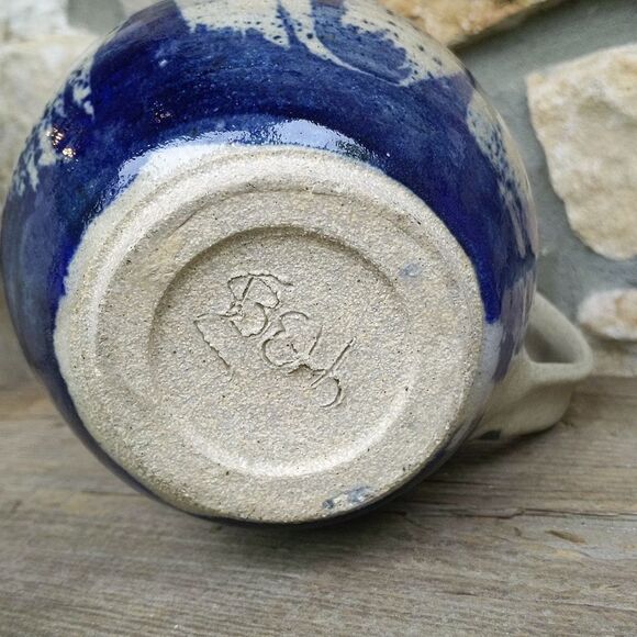 Pottery pitcher blue handcrafted - Picture 7 of 9